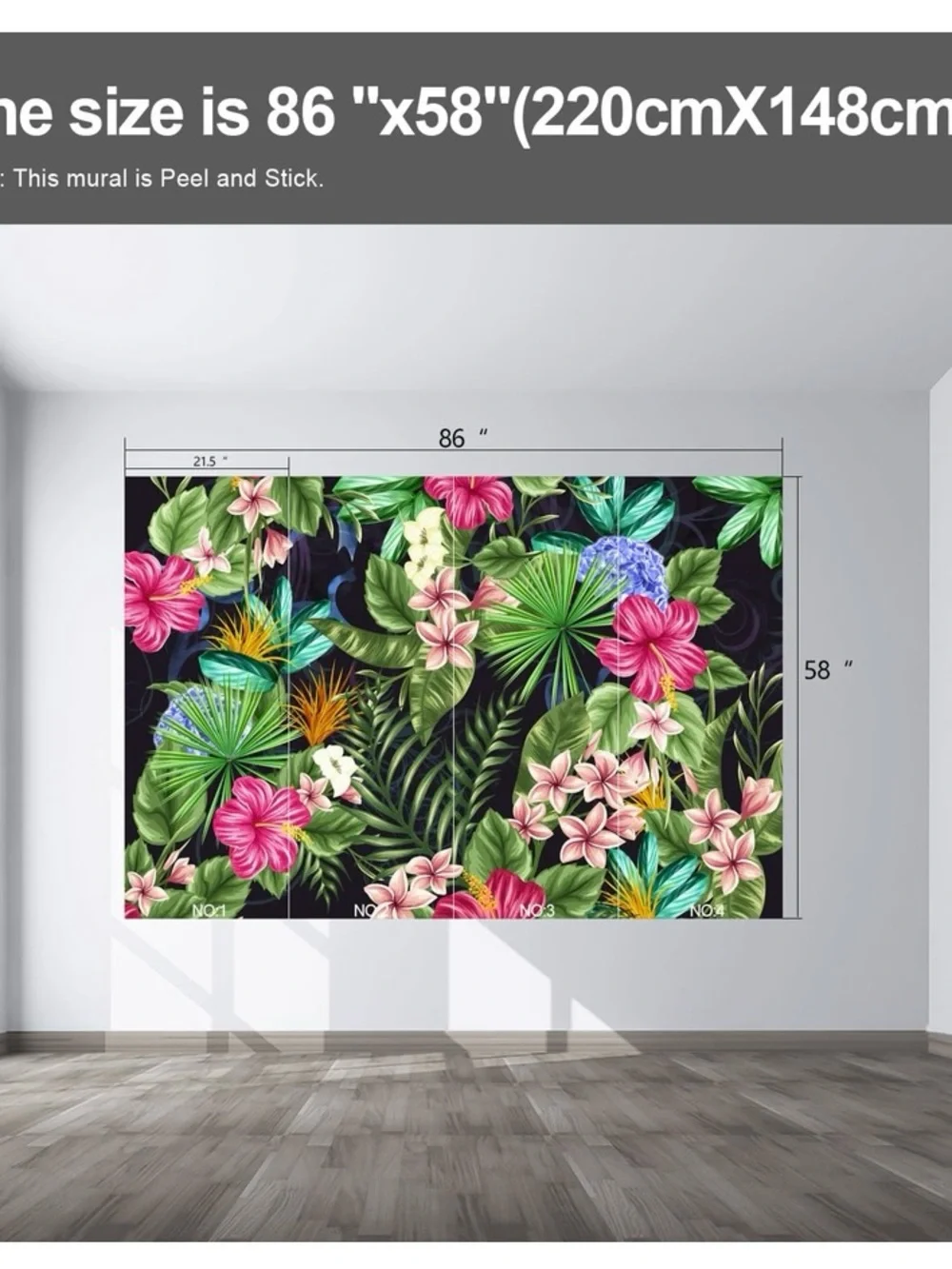 Tropical Floral Wall Mural - Vibrant Multi-Color Home Wall Decor